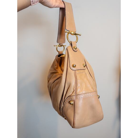 Vintage Gucci Tan Leather Hobo Shoulder Bag Gold Hardware Made in Italy - Picture 5 of 15